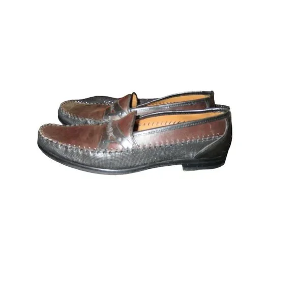Mezlan Brown & Black Color block Italian Leather Loafers size 9 M
